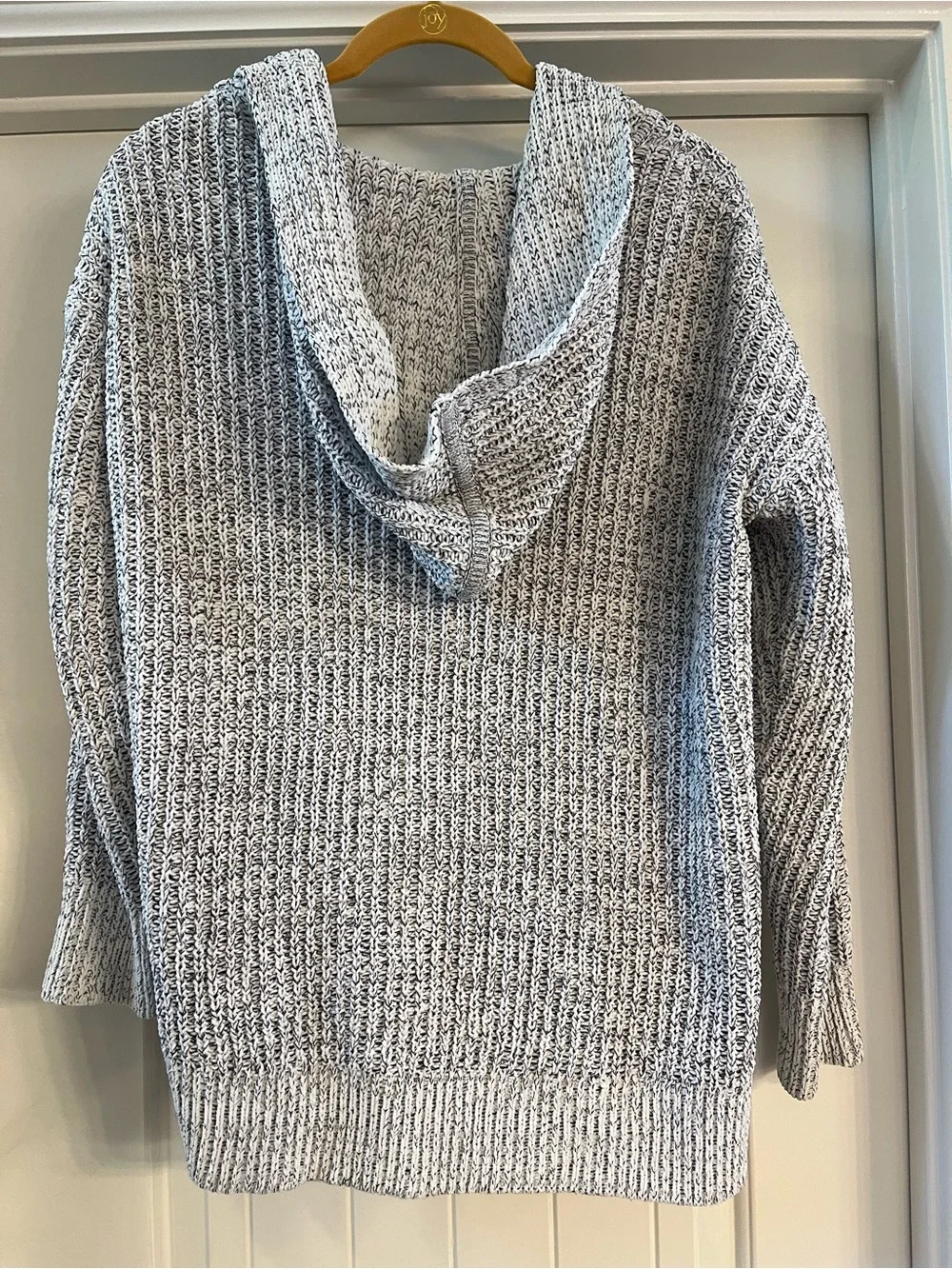 GAP Cozy Light Gray Open-Front Hooded Cardigan